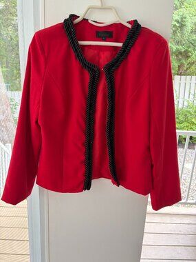 [NEUVE] Veste Structurée ETHINA Rouge & Galon Torsadé Noir